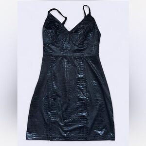 Black Snake Print Mini Dress